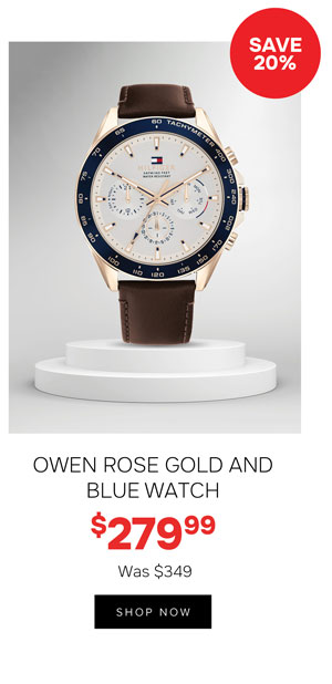 Owen rose gold and blue watch