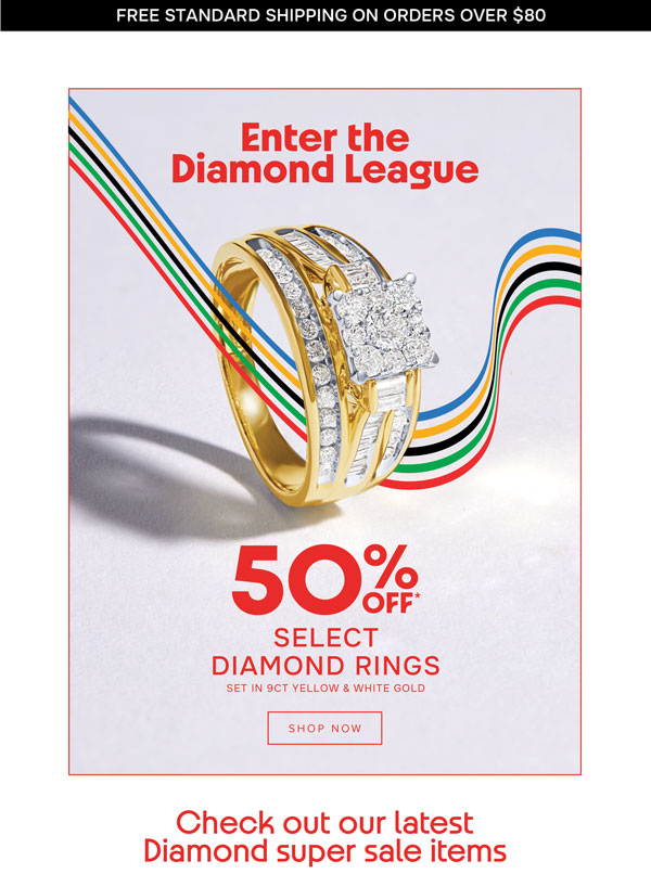 50% off select diamond rings