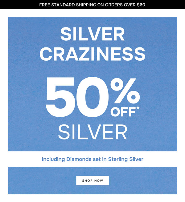 50% off* silver jewellery promotion 