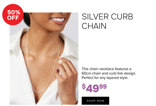 Silver curb chain necklace