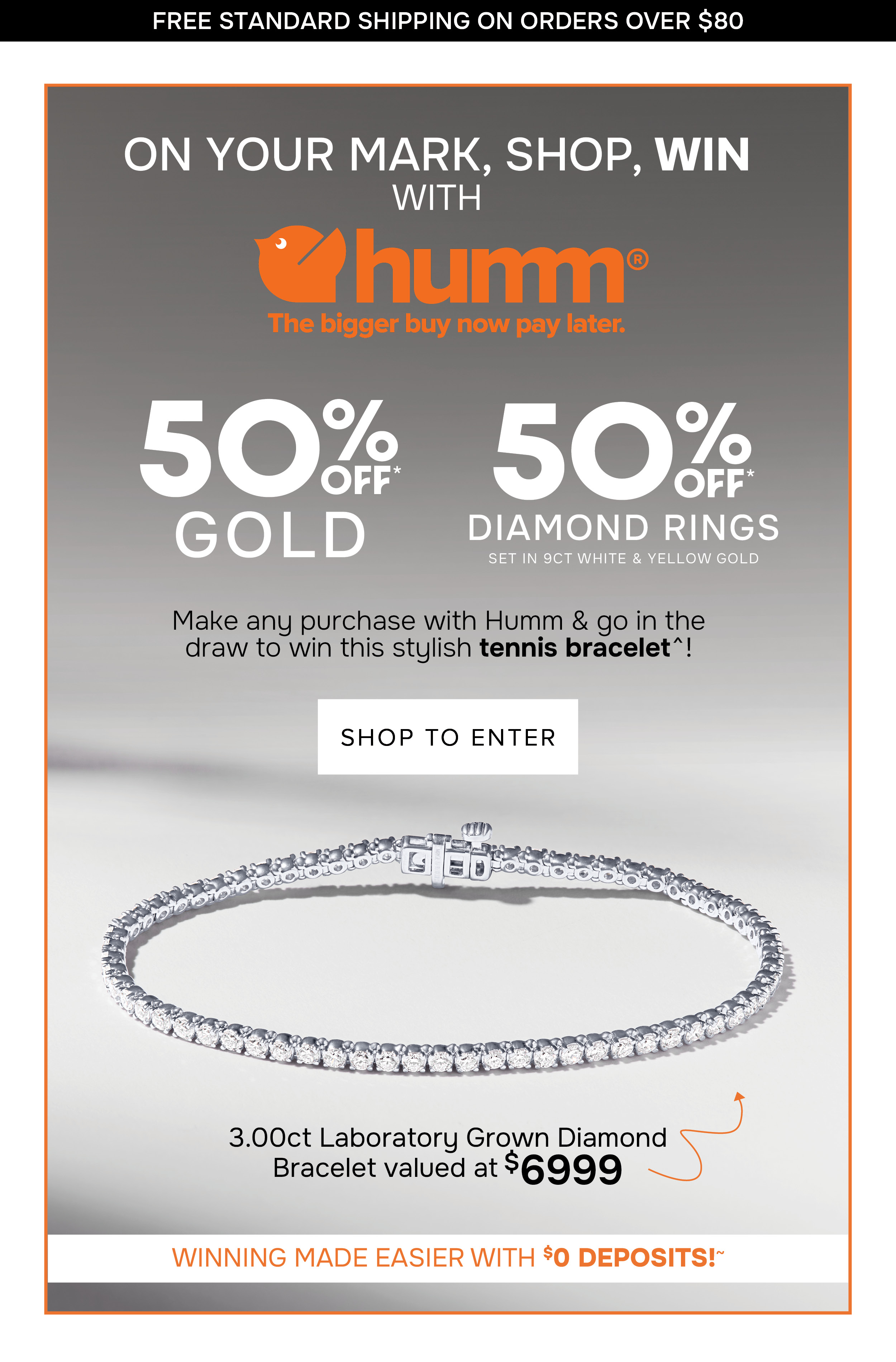 Shop to enter and win a diamond bracelet