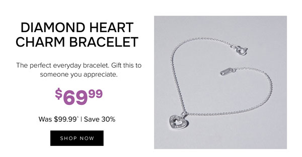 Diamond heart charm bracelet