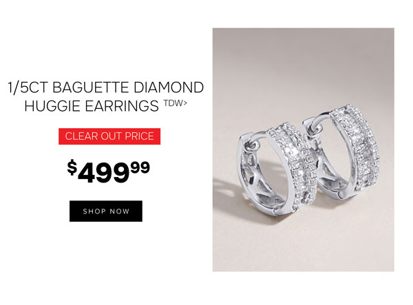 1/5ct Baguette Diamond Huggie Earrings