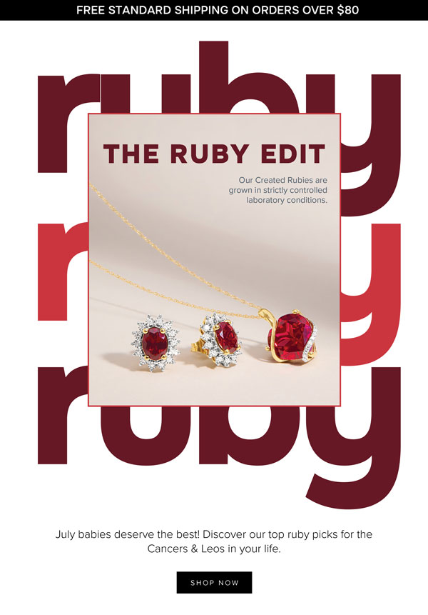 Ruby birthstone jewellery