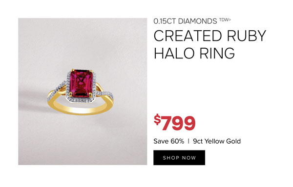 0.15ct Created Ruby diamond halo ring