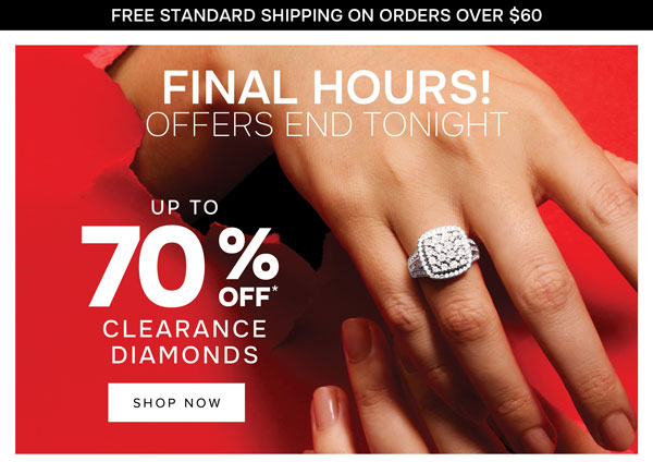 Final Hours! Up to 70% off* clearance diamonds