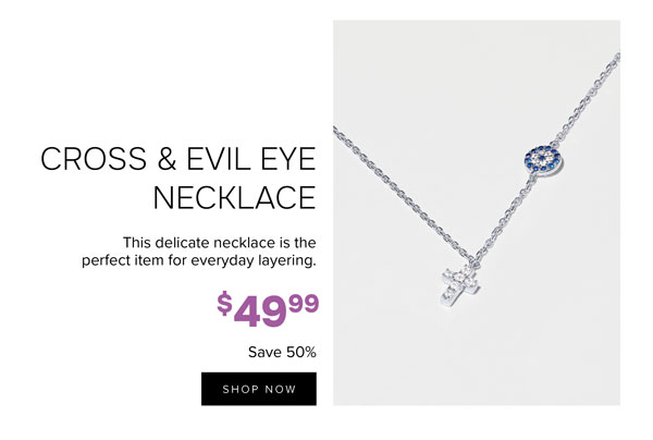 Cross & evil eye necklace