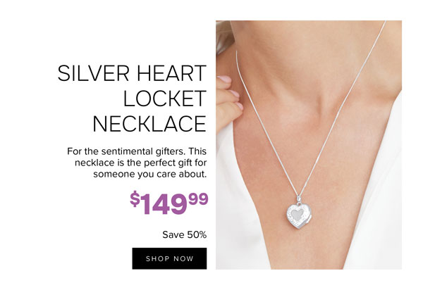 Silver heart locket necklace