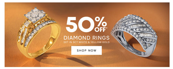 50% off* select diamond rings