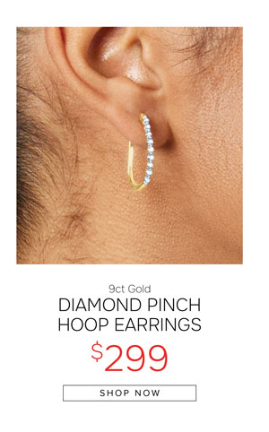 Diamond pinch hoop earrings