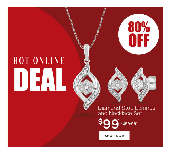 Diamond stud earrings and necklace set