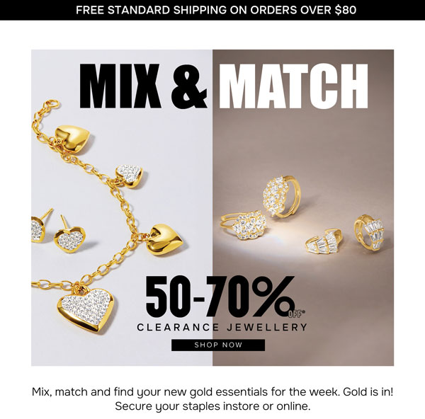 50 to 70% off clearance jewellery