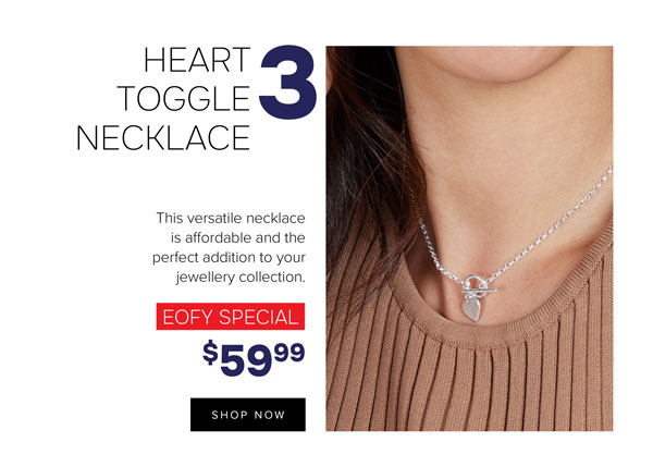 Silver heart toggle necklace