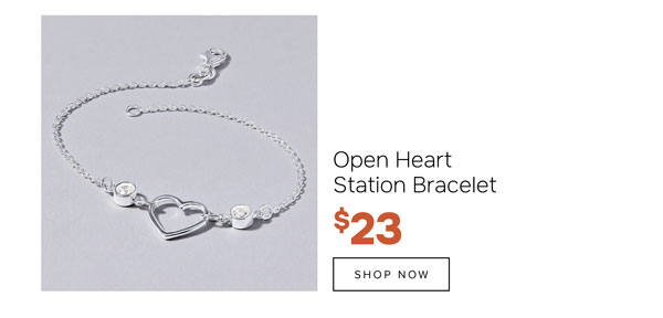 Open heart station bracelet