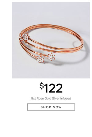 Rose gold flower end bangles