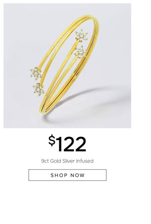 Yellow gold flower end bangles