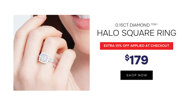 Diamond halo square ring