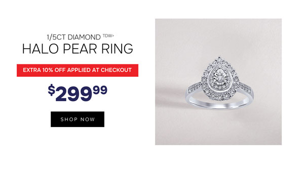 Diamond halo pear ring