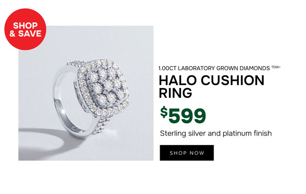 1.00ct Laboratory Grown Diamond Halo cushion ring