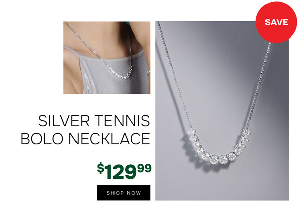 Silver tennis bolo necklace