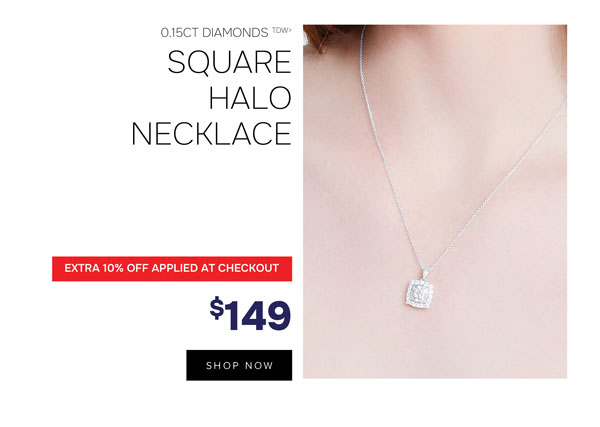 0.15ct Diamond Square Halo Necklace