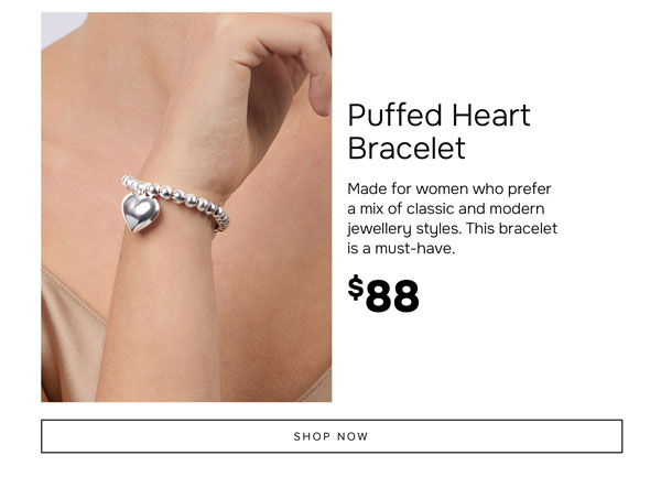 Puffed heart bracelet